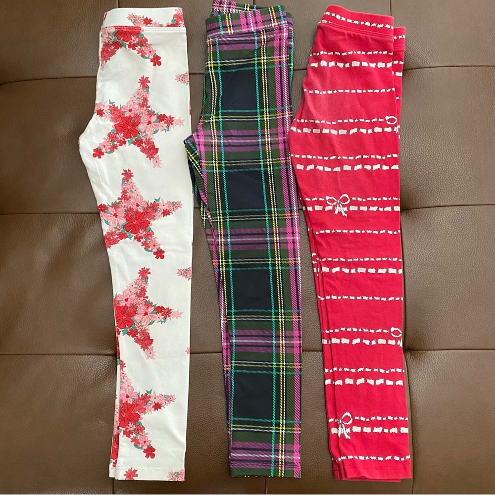 Crewcuts Kids Leggings - Star Print, Plaid, and Red w/Bows 7 - Picture 2 of 11